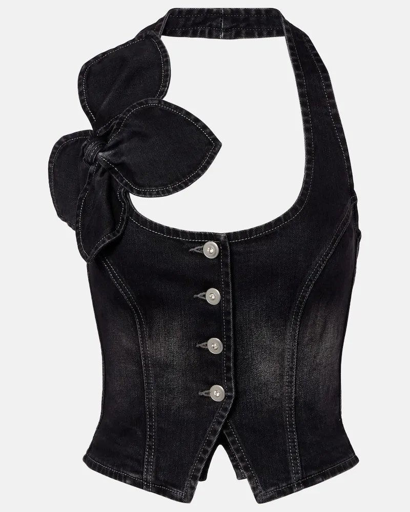 Area Top aus Denim Schwarz