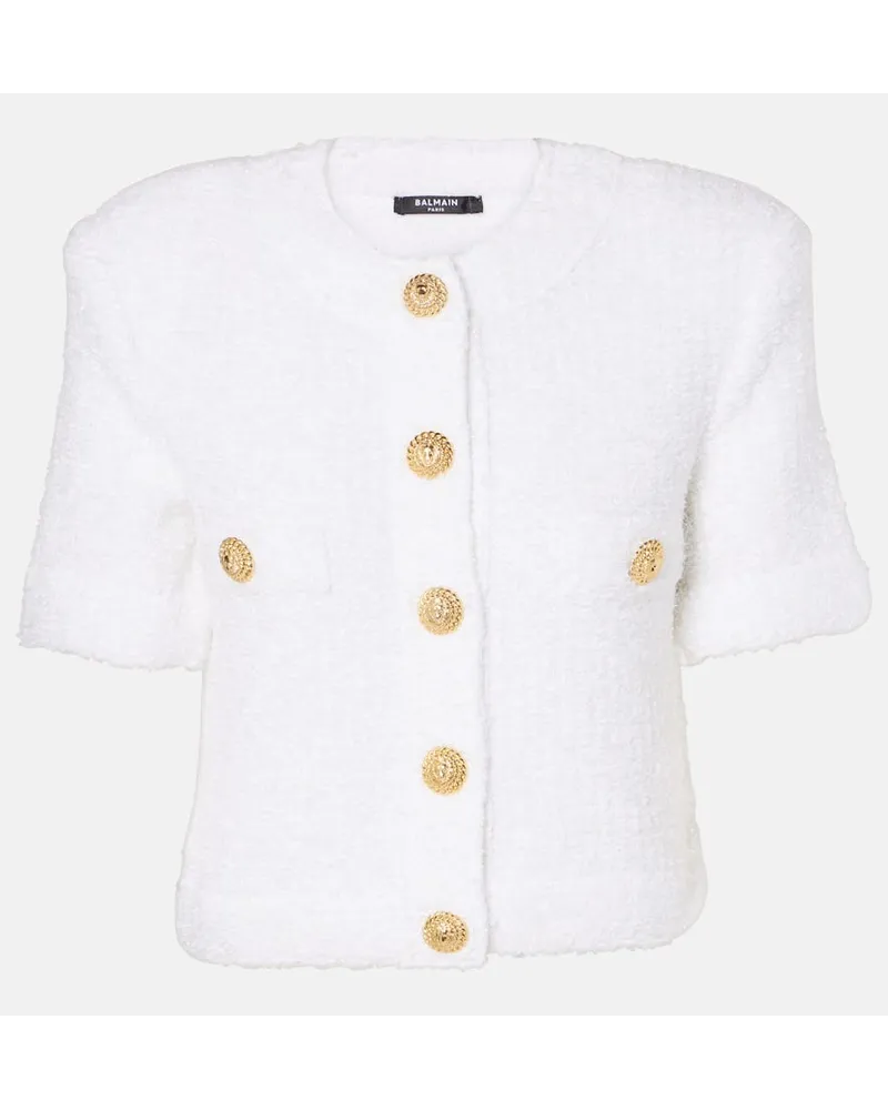 Balmain Cropped-Cardigan Weiss