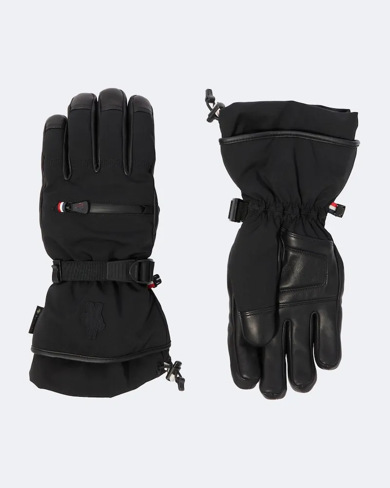 Moncler Skihandschuhe mit Leder Schwarz