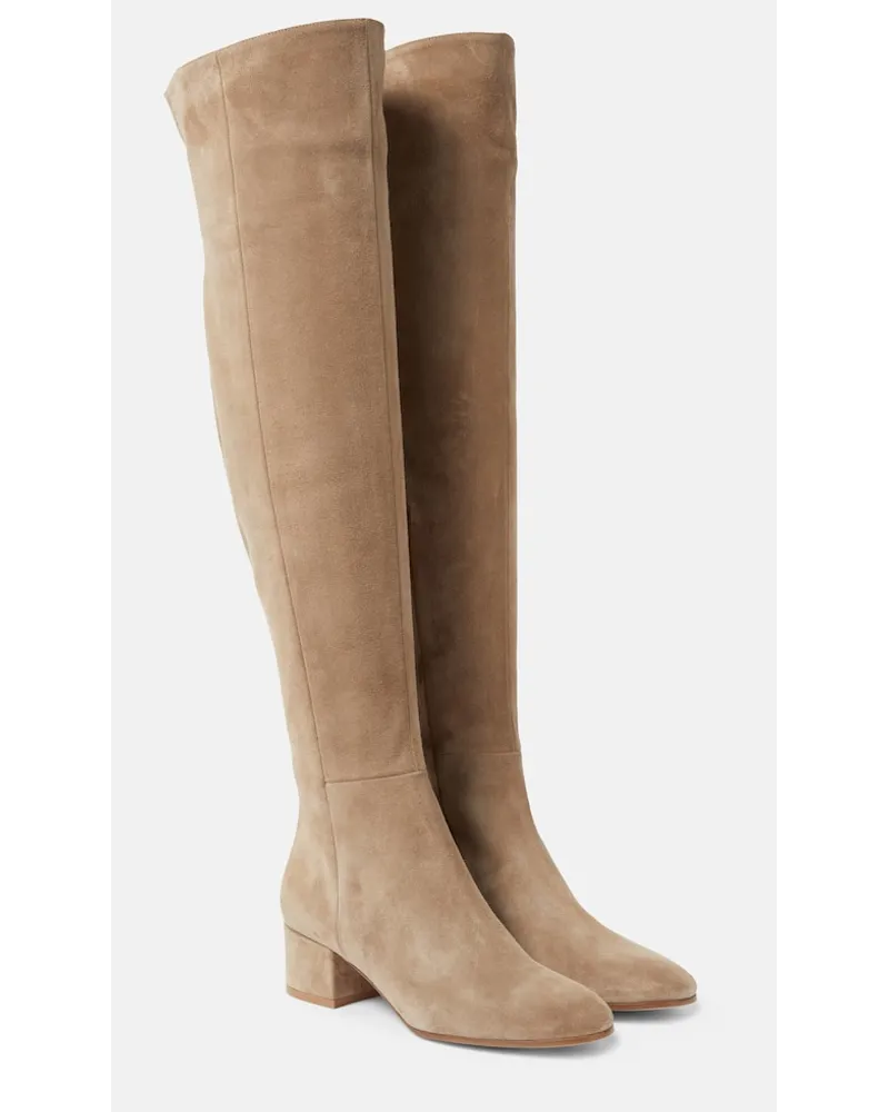 Gianvito Rossi Overknee-Stiefel Rolling aus Veloursleder Braun