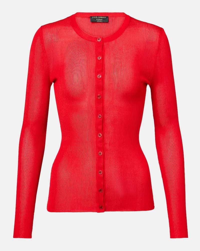 Dolce & Gabbana Cardigan aus Rippstrick Rot