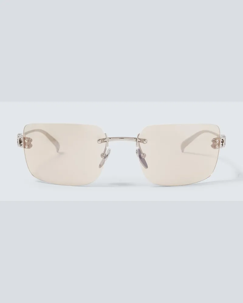 Gucci Eckige Sonnenbrille Block Bending Silber