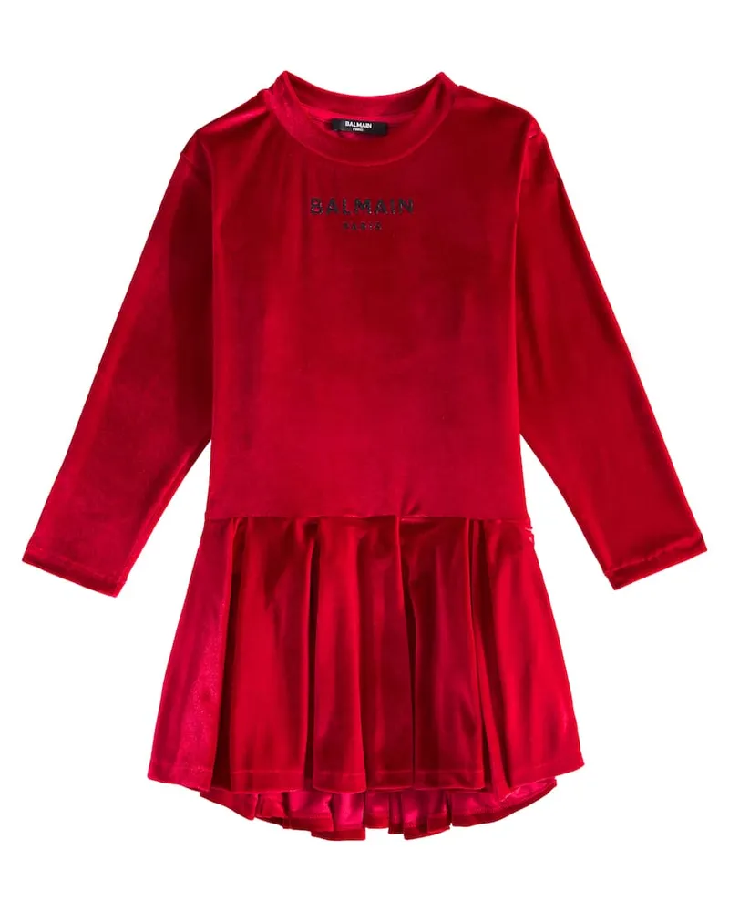 Balmain Kleid aus Samt Rot
