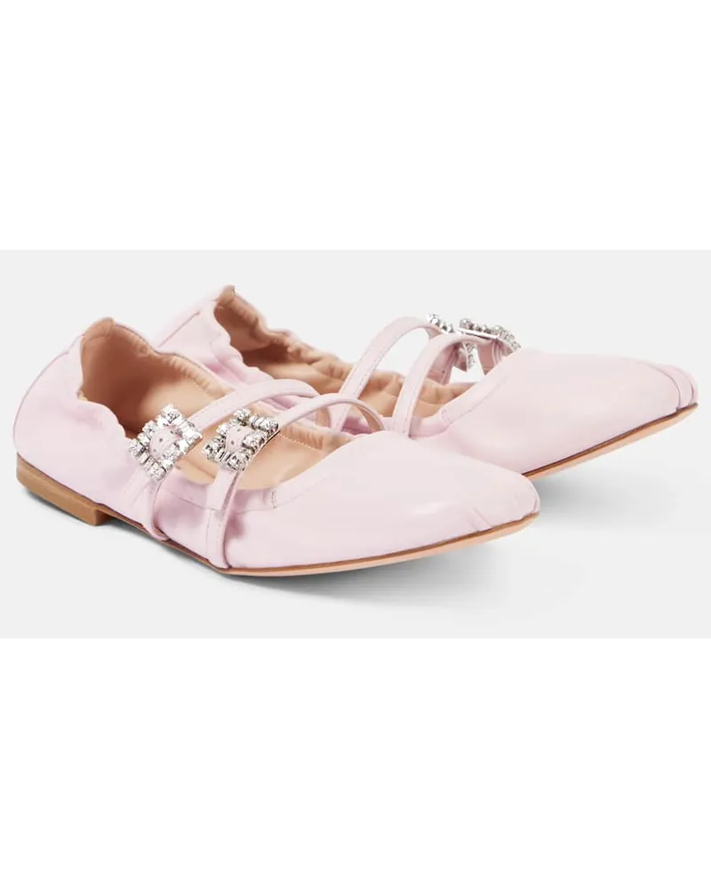 Roger Vivier Verzierte Ballerinas aus Leder Pink