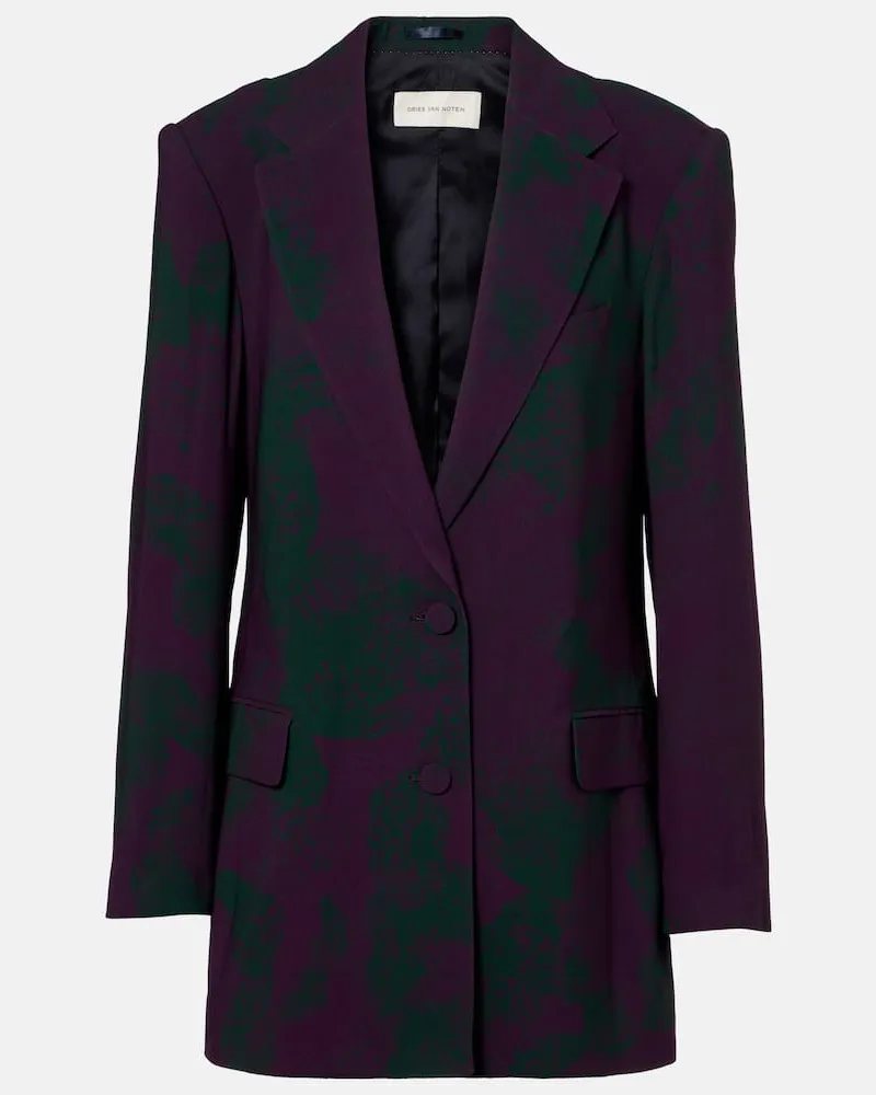 Dries van Noten Bedruckter Blazer Burgunderrot