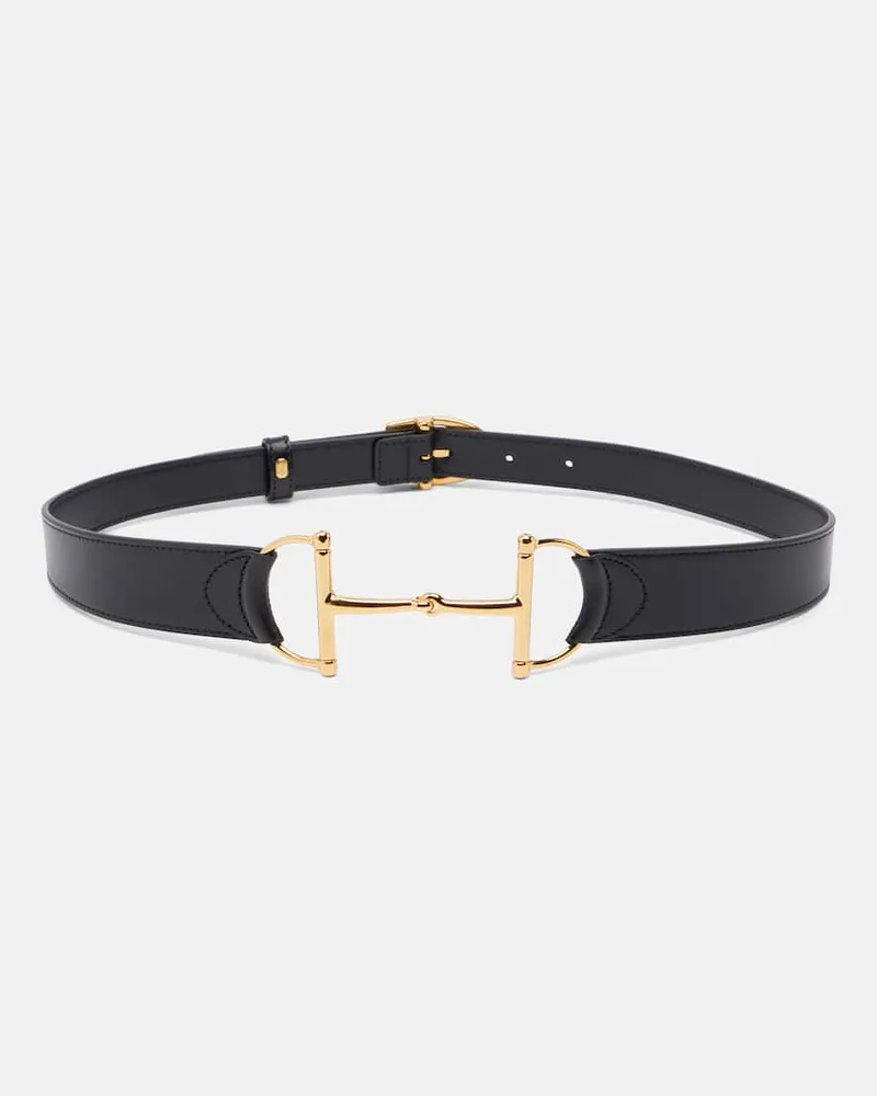 Gucci Gürtel Horsebit aus Leder Schwarz