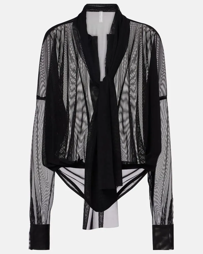 Norma Kamali Oversize-Body aus Mesh Schwarz