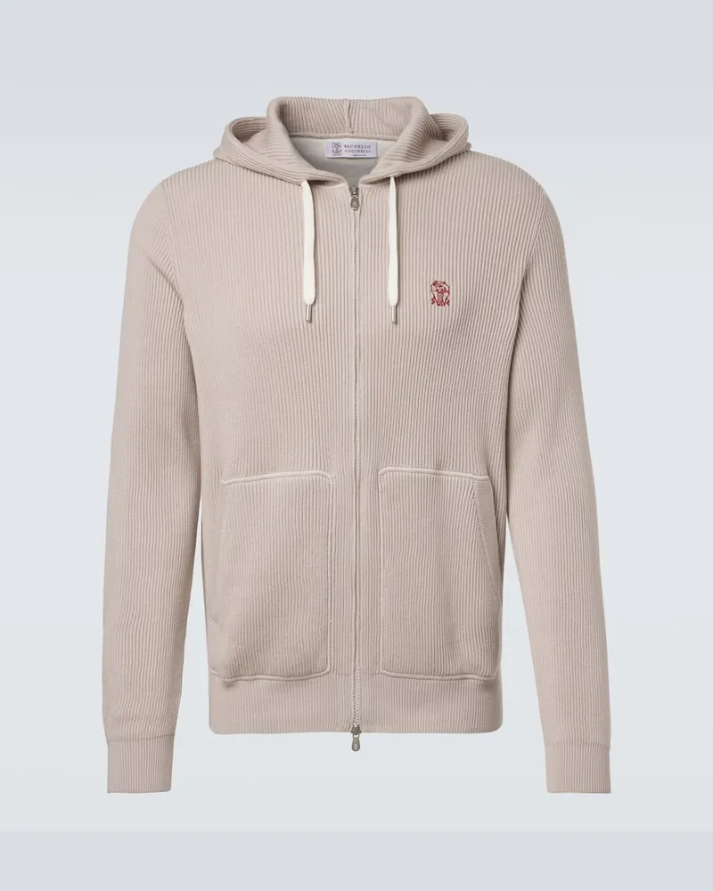 Brunello Cucinelli Kapuzenjacke aus Baumwolle Beige