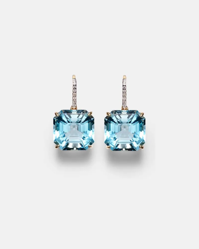 MATEO Ohrringe aus 14kt Gelbgold mit Diamanten und Topas Gold