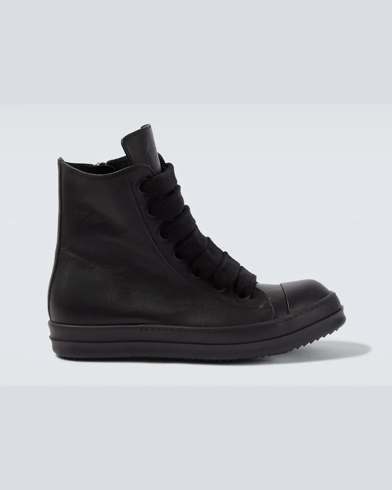 Rick Owens High-Top Sneakers Jumbolace aus Leder Schwarz