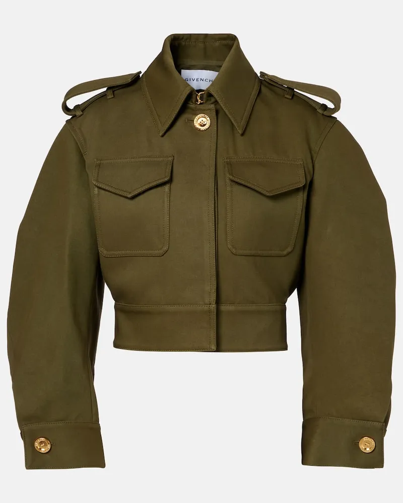 Givenchy Cropped-Jacke aus Baumwolle und Wolle Grün