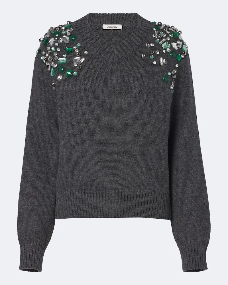 Dorothee Schumacher Verzierter Pullover Coolness aus Schurwolle Grau
