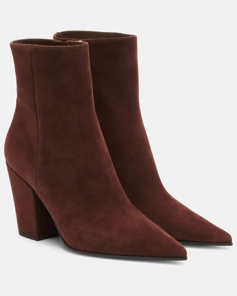 Gianvito Rossi Ankle Boots Keinna 85 aus Veloursleder Braun