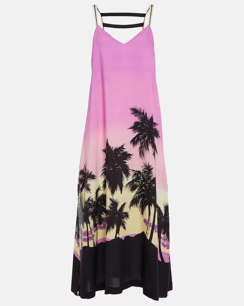 Palm Angels Bedrucktes Midikleid Rosa