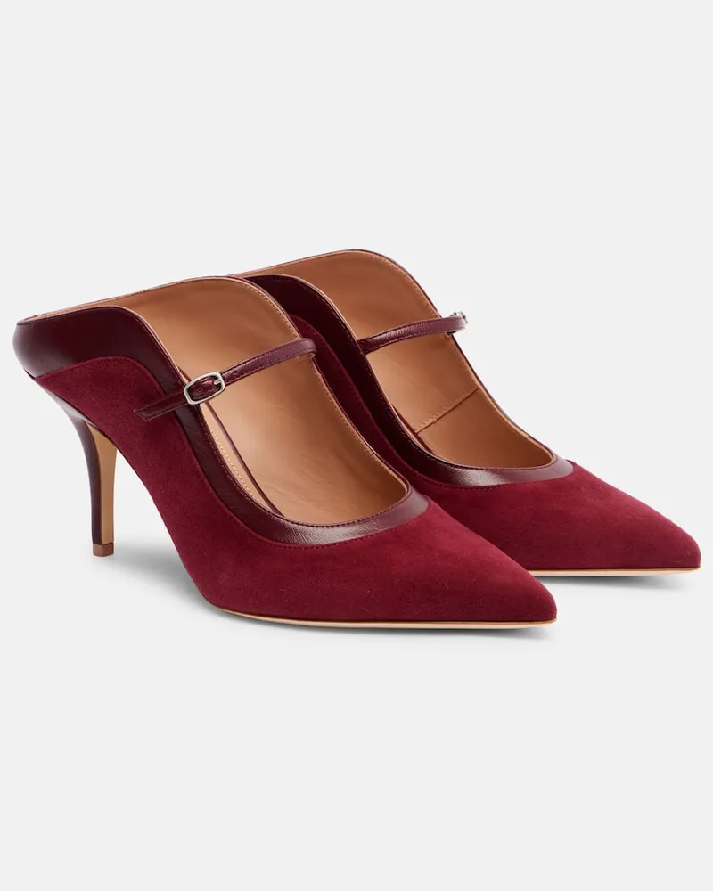 Malone Souliers Mules Delphi 70 aus Veloursleder Burgund