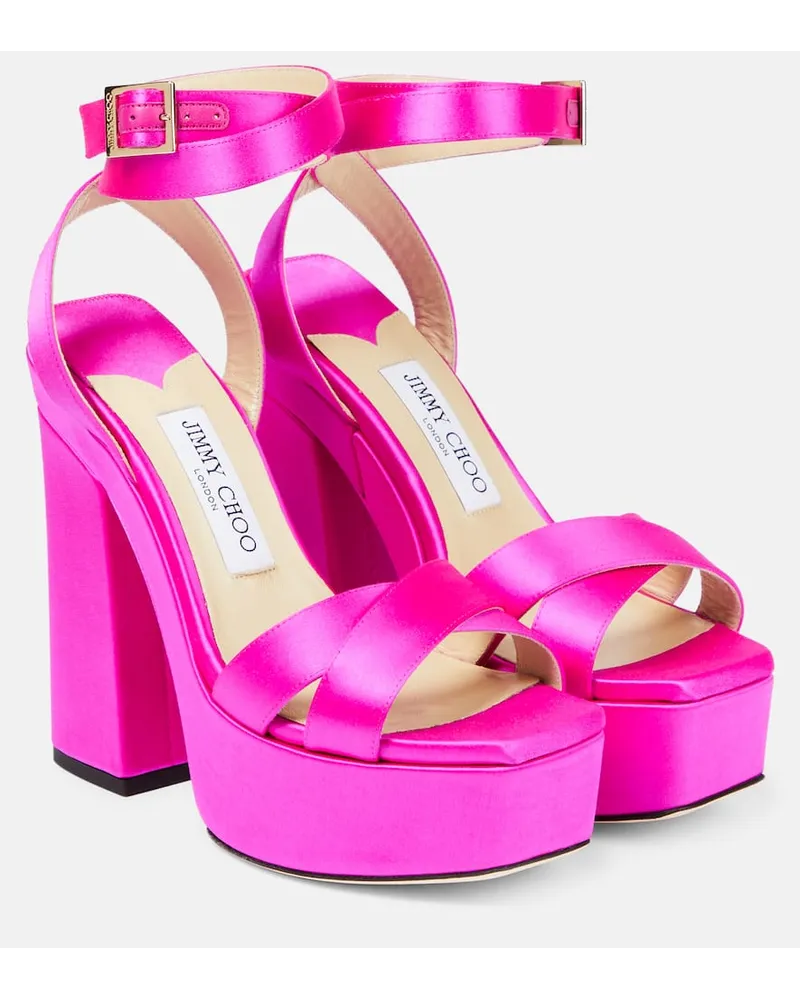 Jimmy Choo Plateausandalen Gaia aus Satin Pink