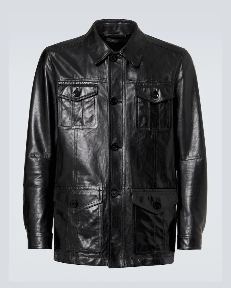 Tom Ford Hemdjacke aus Leder Schwarz