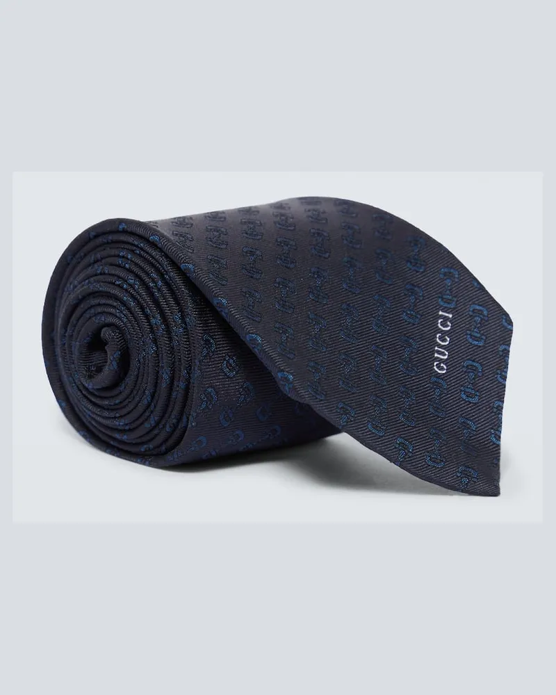 Gucci Krawatte Horsebit aus Seide Blau