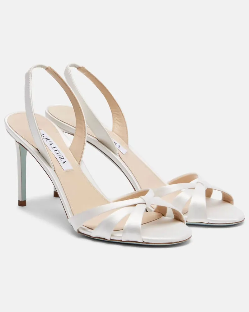 Aquazzura Slingback-Sandalen Tati 85 aus Satin Weiß