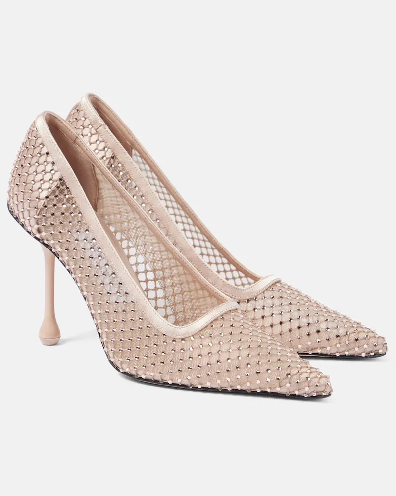 Jimmy Choo Pumps Ixia 95 aus Mesh mit Kristallen Rosa