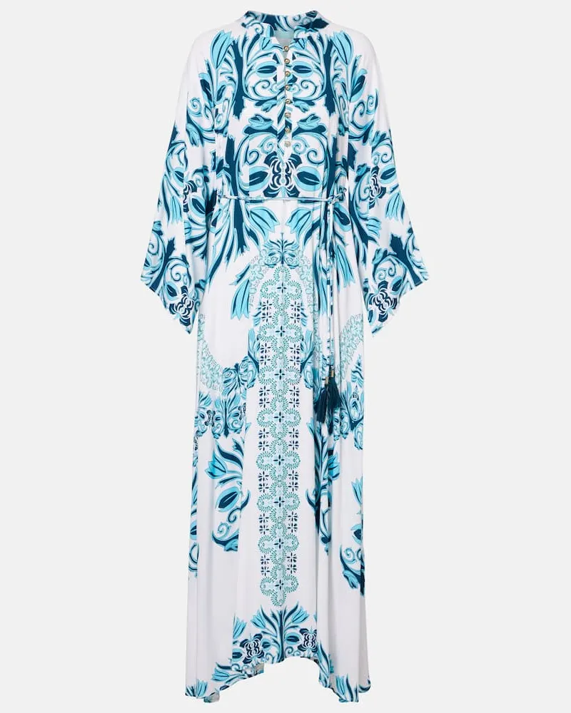Melissa Odabash Bedruckter Kaftan Amity Weiß