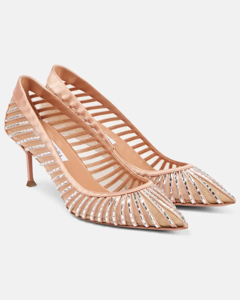 Aquazzura Pumps Passions Crystal 65 aus Satin Neutral