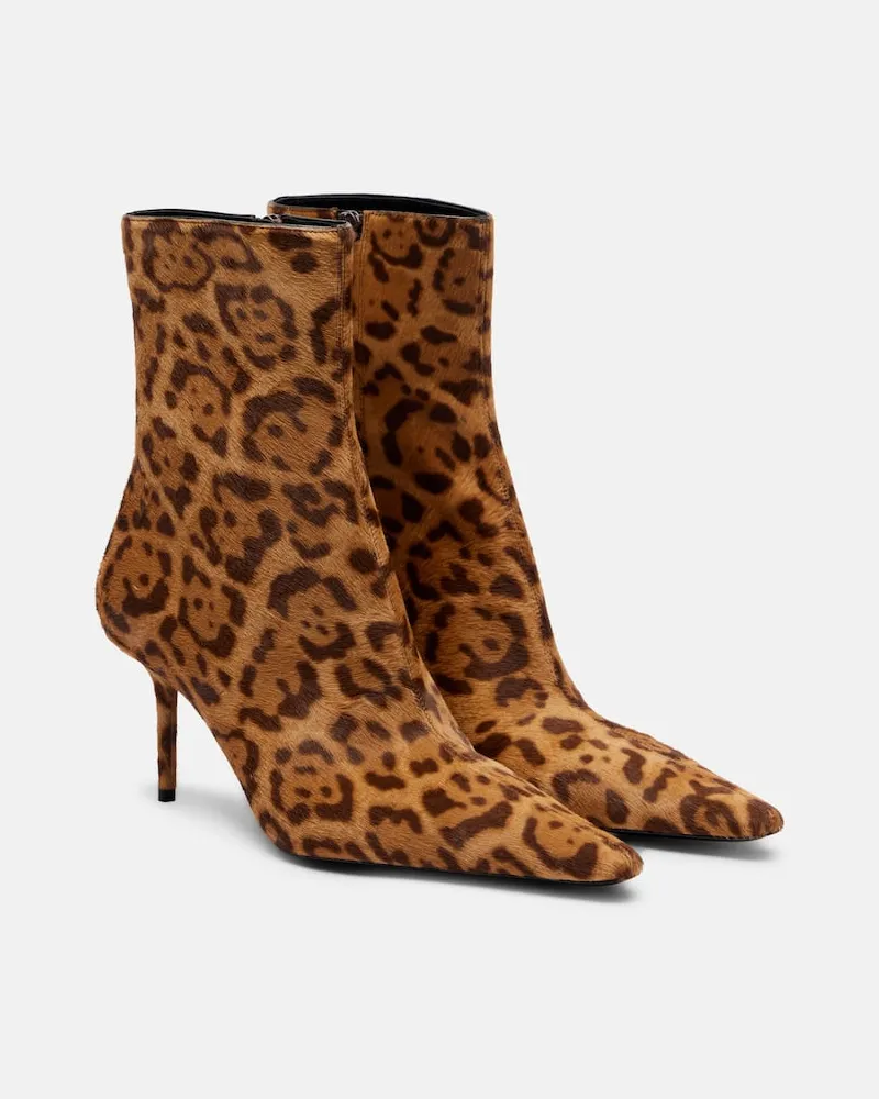 Saint Laurent Ankle Boots Ashley 75 aus Kalbshaar Beige