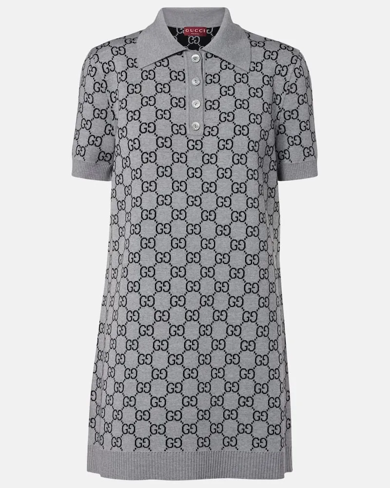 Gucci Polokleid GG aus einem Wollgemisch Grau