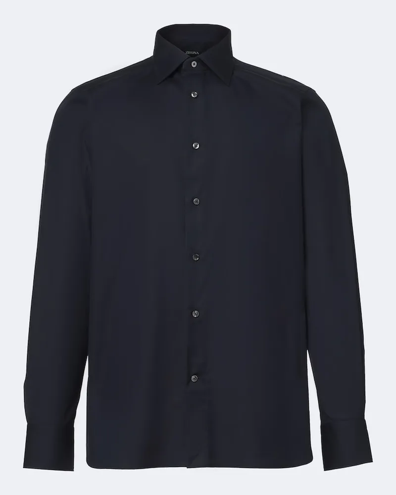 Ermenegildo Zegna Hemd aus einem Baumwollgemisch Blau