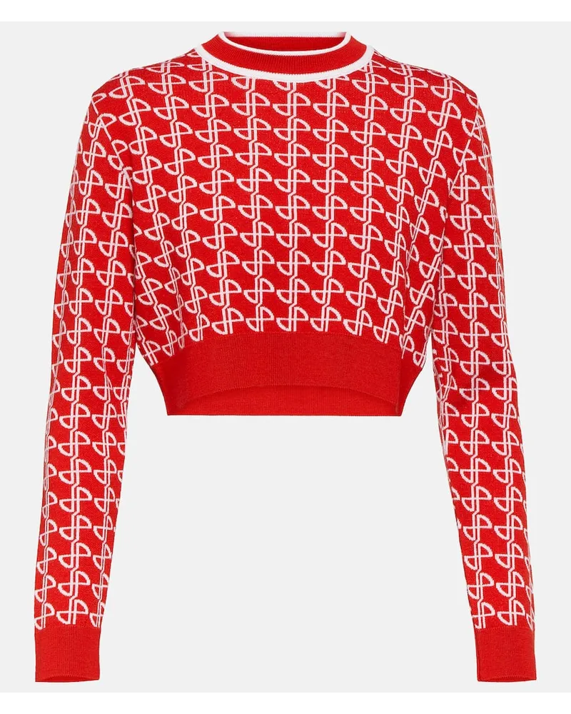 Patou Cropped-Pullover aus Jacquard Rot