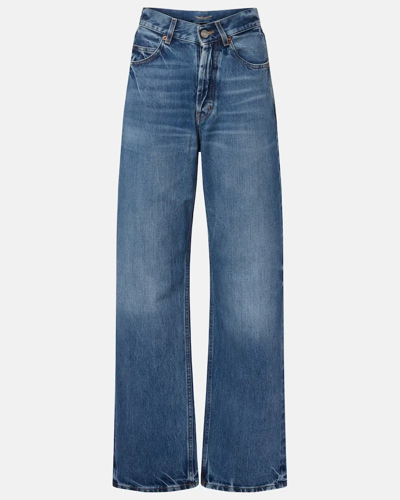 Saint Laurent Wide-Leg Jeans V-Waist Blau