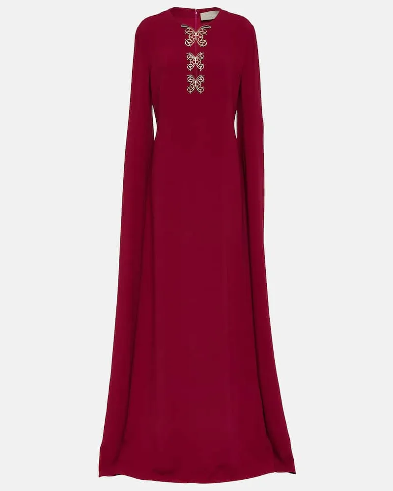 Elie Saab Verzierte Robe aus Crêpe Rot