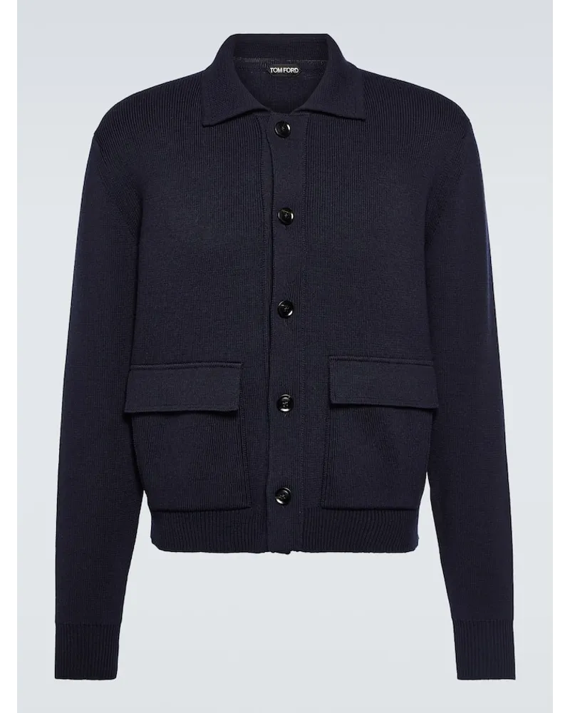Tom Ford Cardigan aus Wolle und Seide Blau