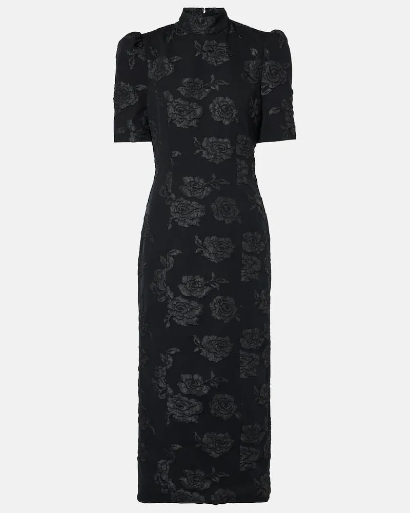 ROTATE Birger Christensen Midikleid aus Jacquard Schwarz