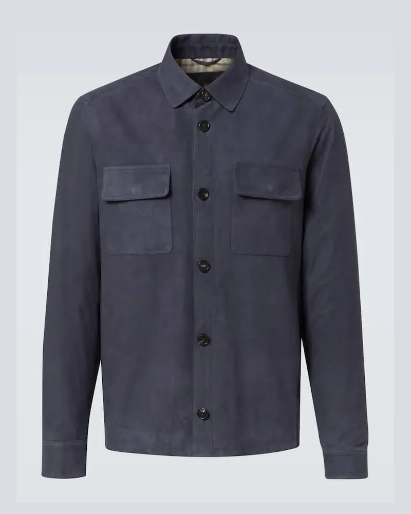 Loro Piana Hemdjacke Lowe aus Veloursleder Blau