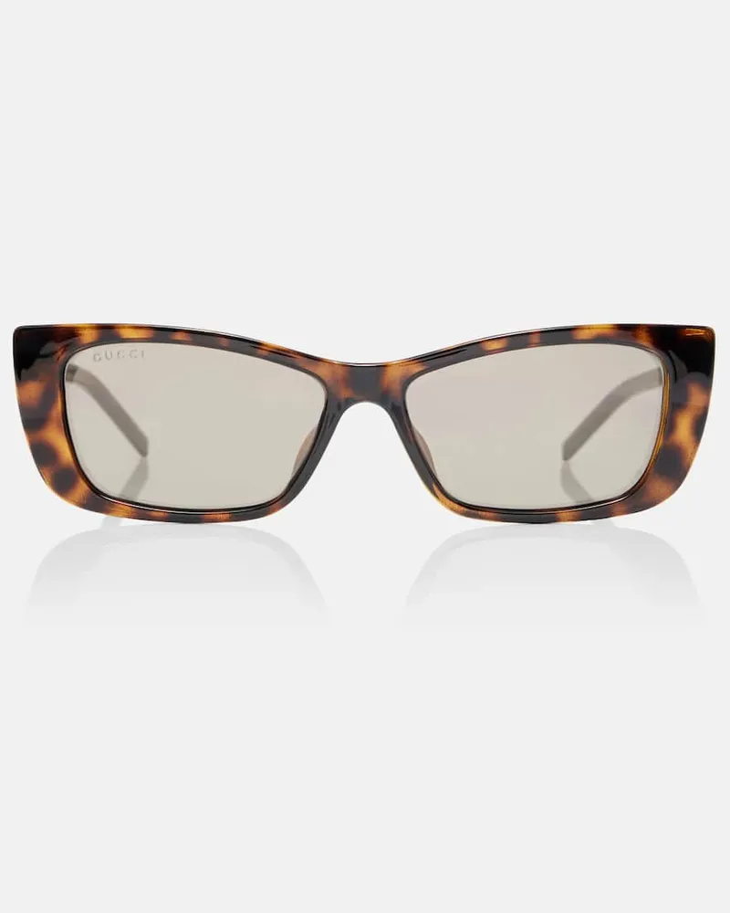 Gucci Eckige Sonnenbrille mit Kristallen Braun