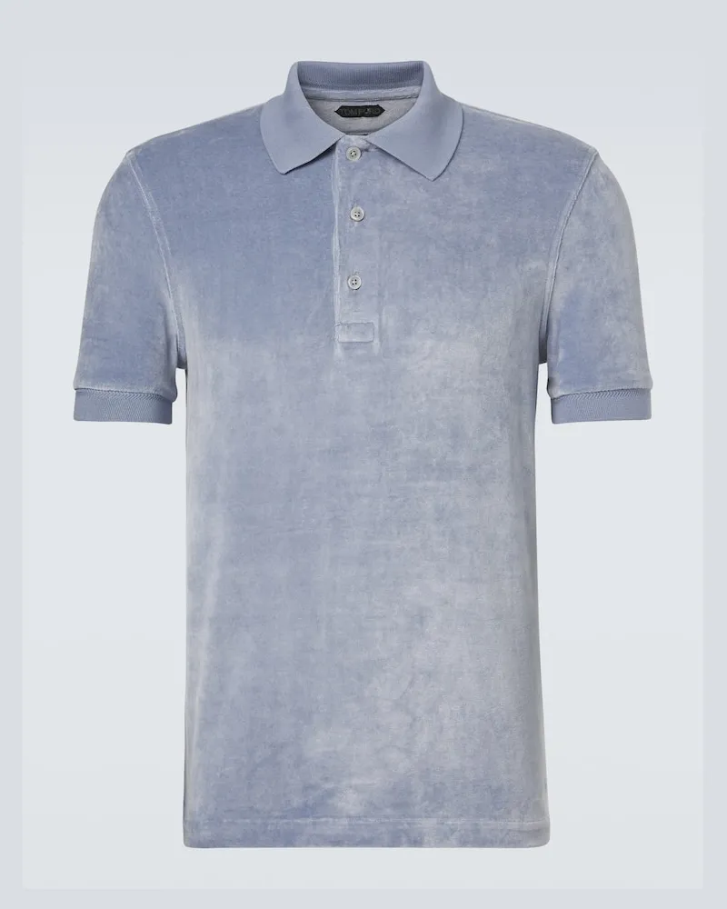 Tom Ford Polohemd aus Samt Blau
