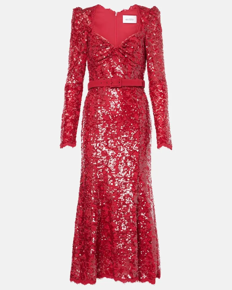 Rebecca Vallance X Nicky Hilton Midikleid Leyla mit Pailletten Rot