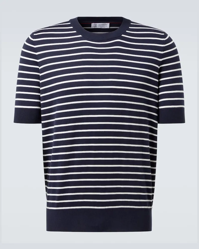 Brunello Cucinelli T-Shirt aus Baumwoll-Jersey Blau