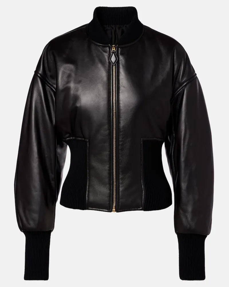 Alaïa Alaïa Bomberjacke aus Leder Schwarz