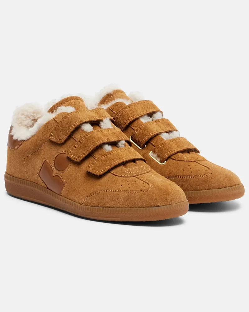 Isabel Marant Sneakers Beth aus Veloursleder mit Shearling Braun