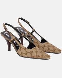 Gucci Slingback-Pumps GG aus Canvas Beige