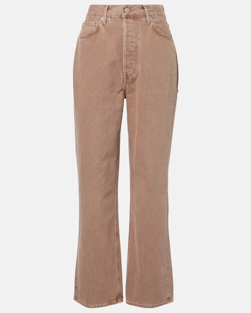 Veronica Beard High-Rise Straight Jeans Daniela Beige