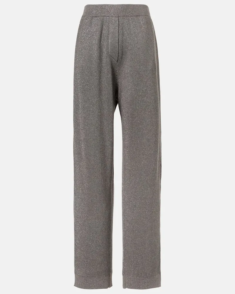 Brunello Cucinelli Weite Hose aus einem Baumwollgemisch Grau