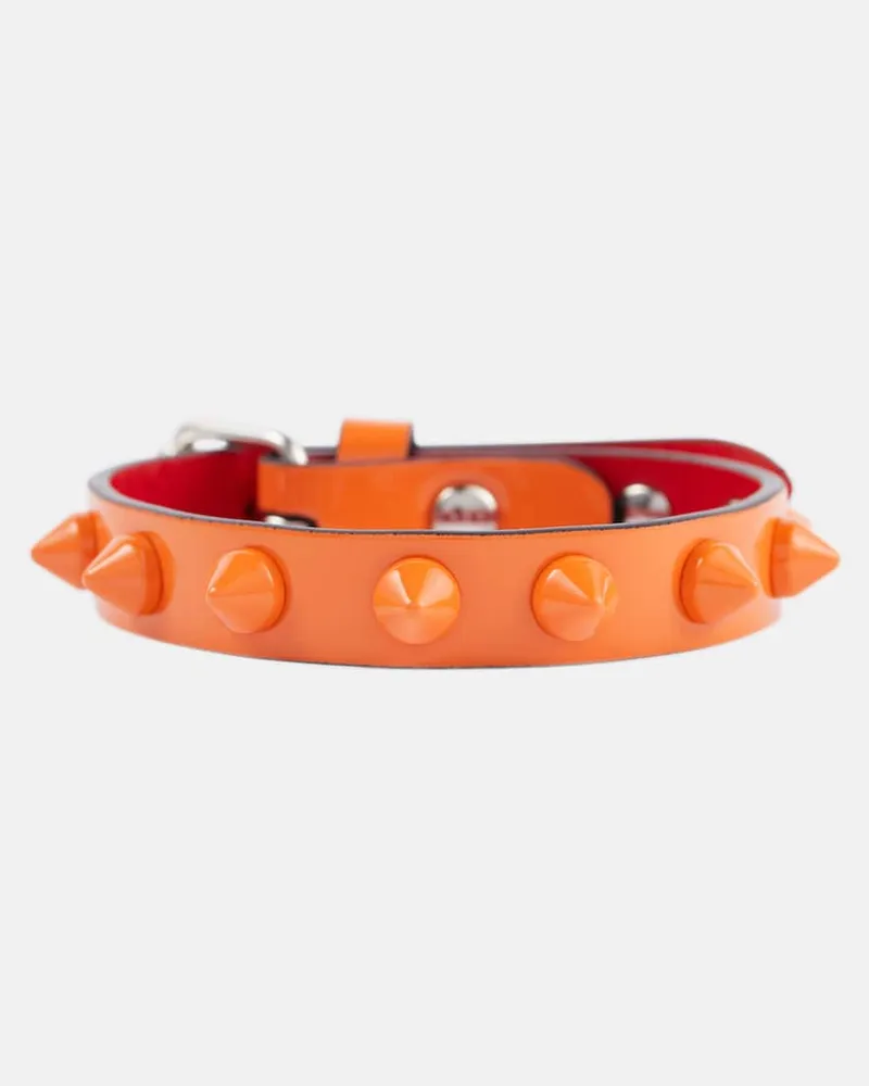 Christian Louboutin Verziertes Armband Loubilink aus Leder Orange