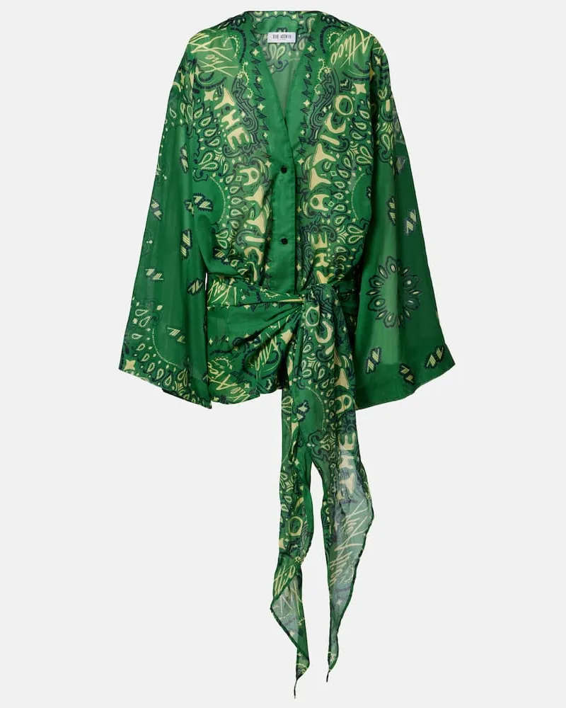 ATTICO Minikleid Bandana aus Baumwollmusselin Grün