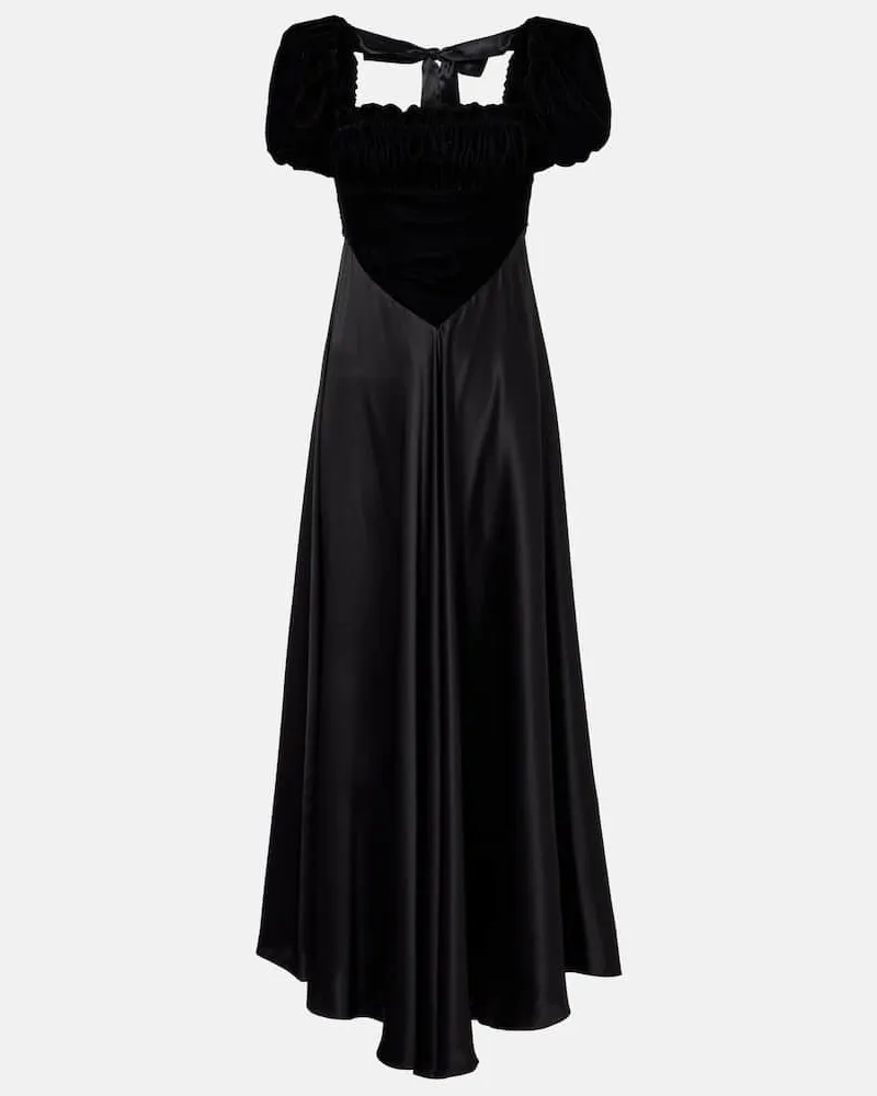 Rodarte Maxikleid aus Samt und Seide Schwarz