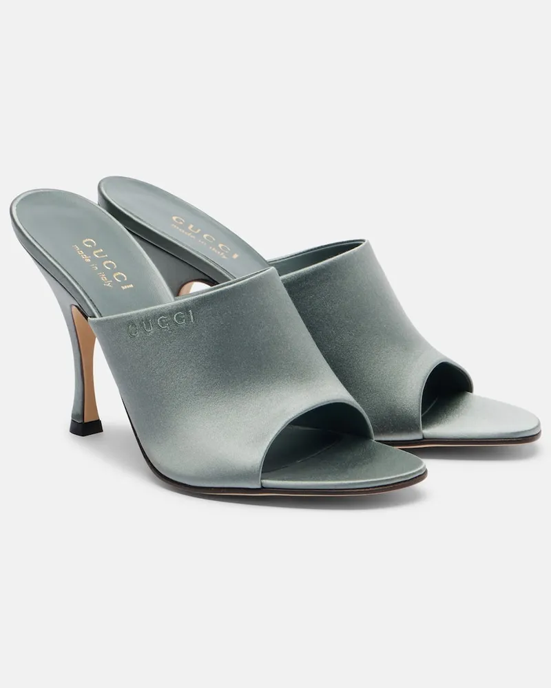 Gucci Pantoletten 95 aus Satin Grün