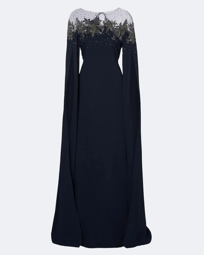 Carolina Herrera New York Verzierte Robe aus Crêpe Blau
