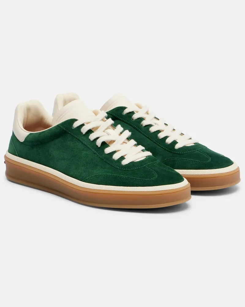 Loro Piana Sneakers Tennis Walk aus Veloursleder Grün